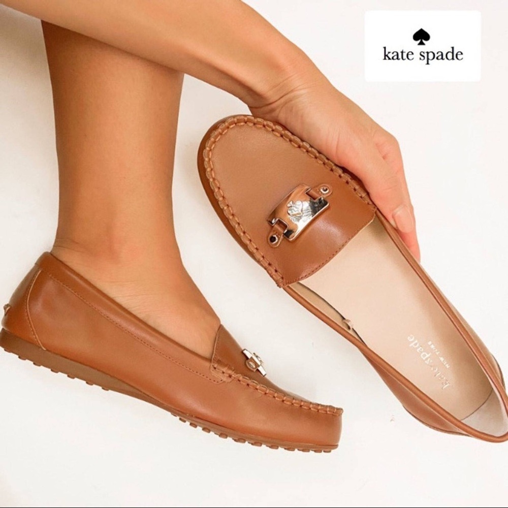 Kate Spade Carmen Cognac  Leather Loafers SZ 6.5